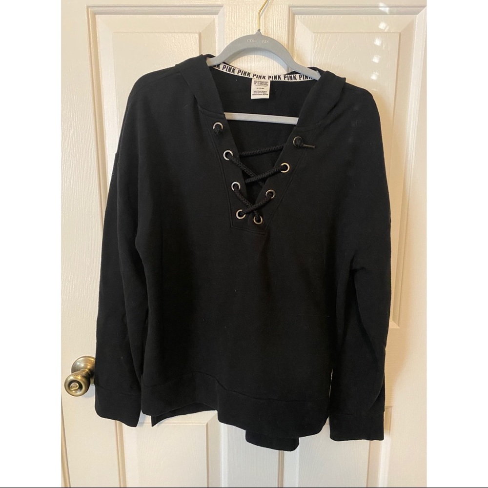 VS Pink Lace Up Hoodie
